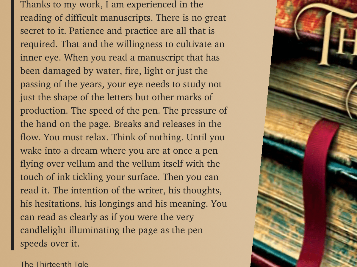 Diane Setterfield On&nbsp;Reading